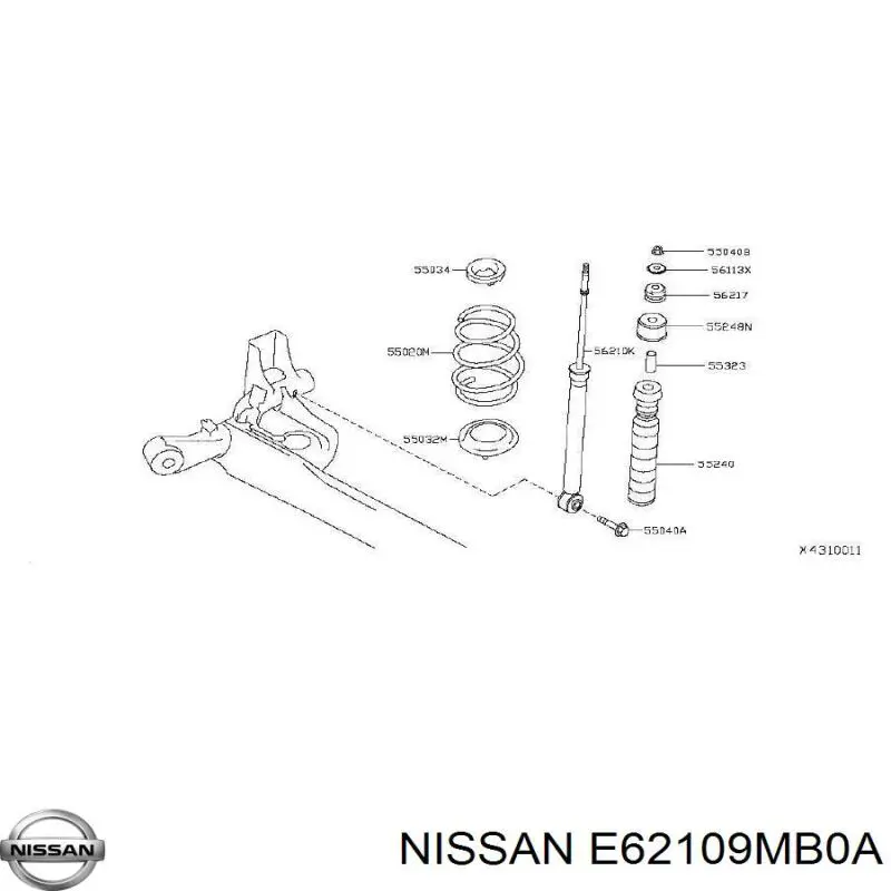 Стойка амортизатора задняя Nissan/Infiniti E62109MB0A цена, от 28.36 USD