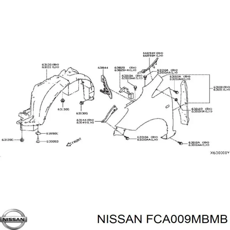 Крыло переднее правое FCA009MBMB Nissan