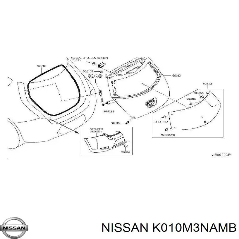 Пятая дверь Nissan/Infiniti K010M3NAMB цена, от 190.04 USD