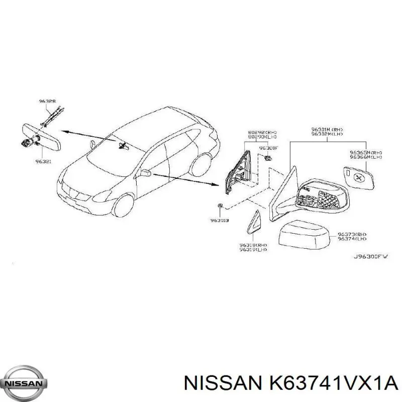 963023UR1A Nissan/Infiniti Левое боковое зеркало