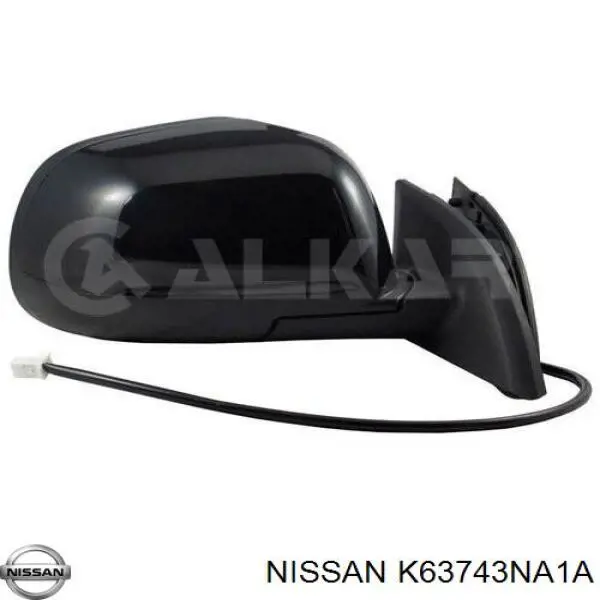 Левое боковое зеркало K63743NA1A Nissan