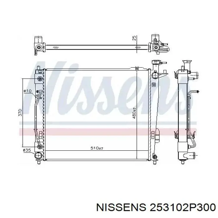 Радиатор охлаждения двигателя Nissens 253102P300 цена, от 116.18 USD