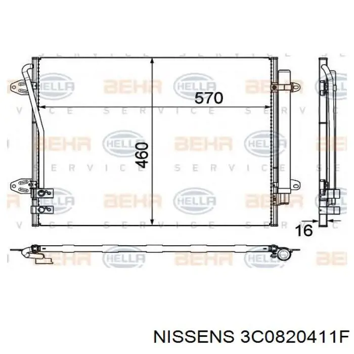 Радиатор кондиционера 3C0820411F Nissens