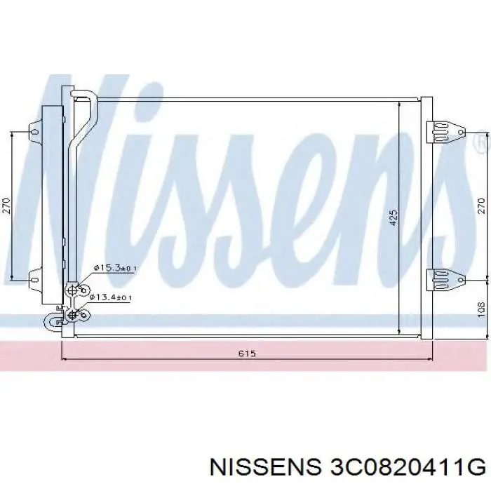 Радиатор кондиционера 3C0820411G Nissens