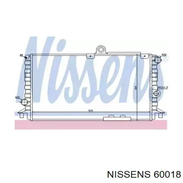 Radiador refrigeración del motor 60018 Nissens