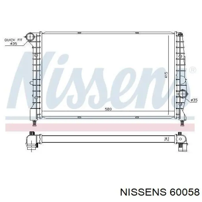 Radiador refrigeración del motor 60058 Nissens