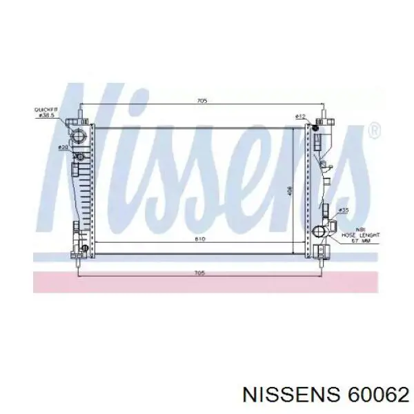 Купить 60062 Nissens Радиатор водяной