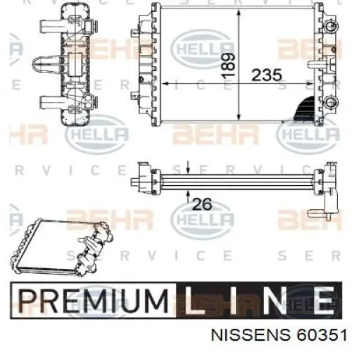 Радиатор охлаждения двигателя дополнительный Nissens 60351