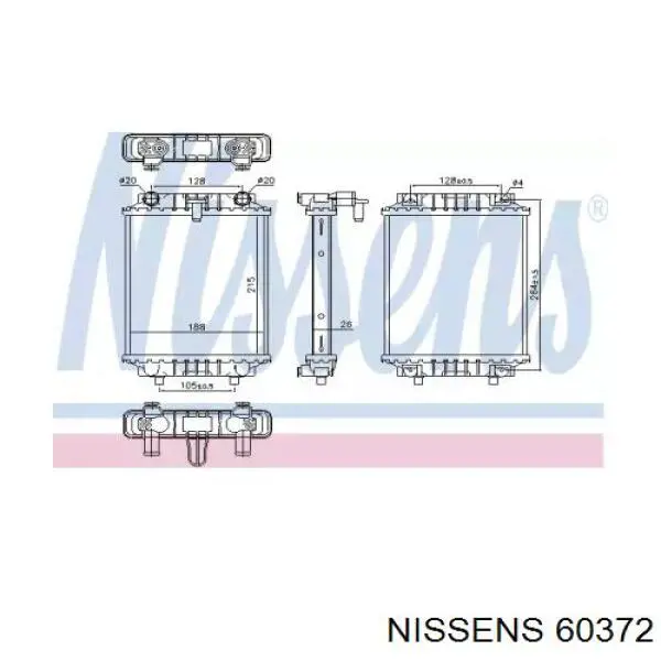 Радиатор охлаждения двигателя дополнительный 60372 Nissens