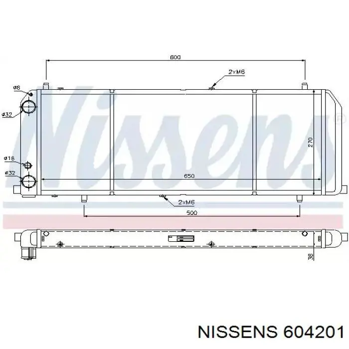Radiador refrigeración del motor 604201 Nissens