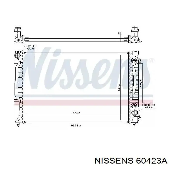 Radiador refrigeración del motor 60423A Nissens