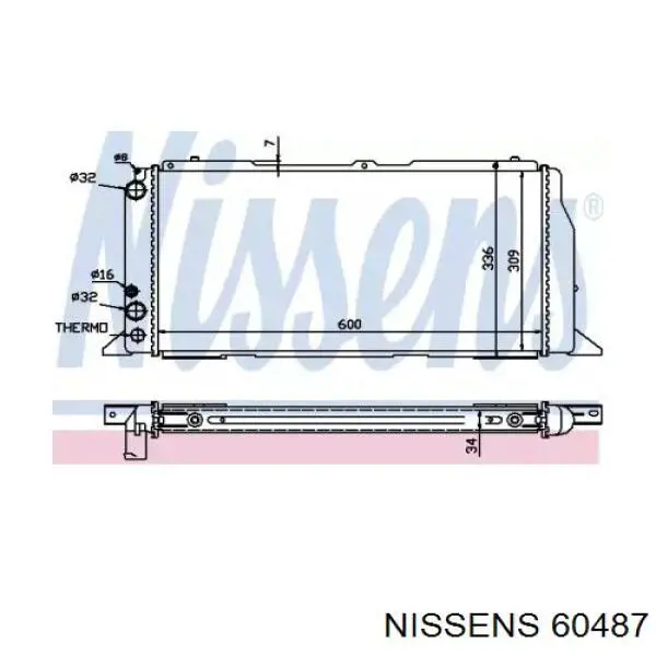 Купить 60487 Nissens Радиатор водяной