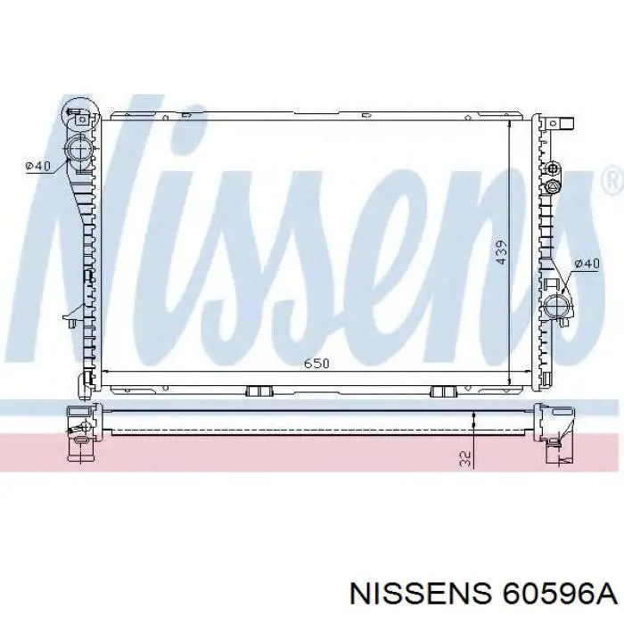 Радиатор охлаждения двигателя Nissens 60596A цена, от 81.44 USD