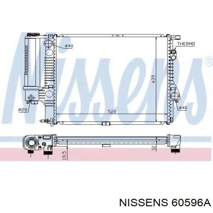 Купить 60596A Nissens Радиатор водяной
