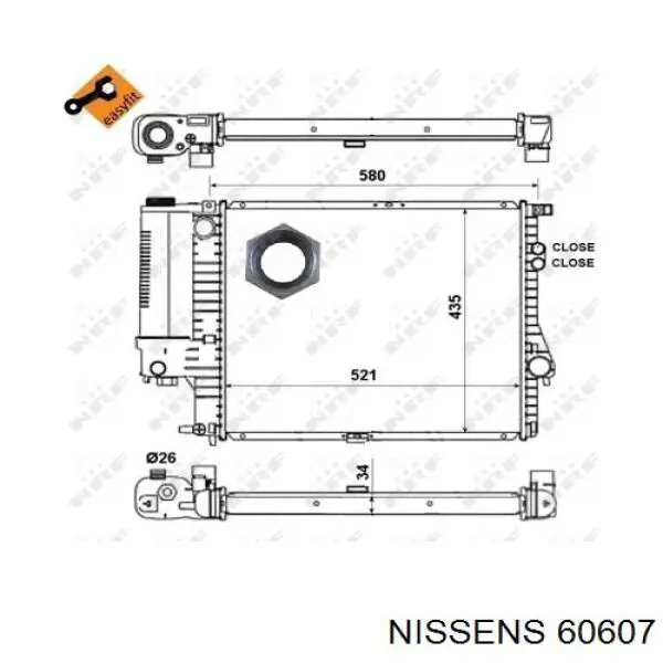 Купить 60607 Nissens Радиатор водяной