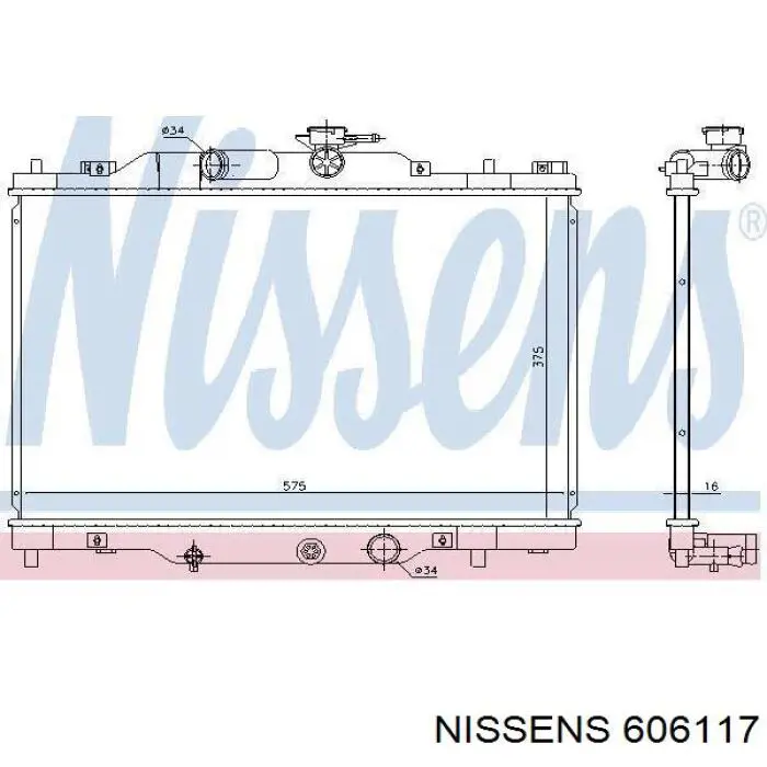 Radiador refrigeración del motor 606117 Nissens
