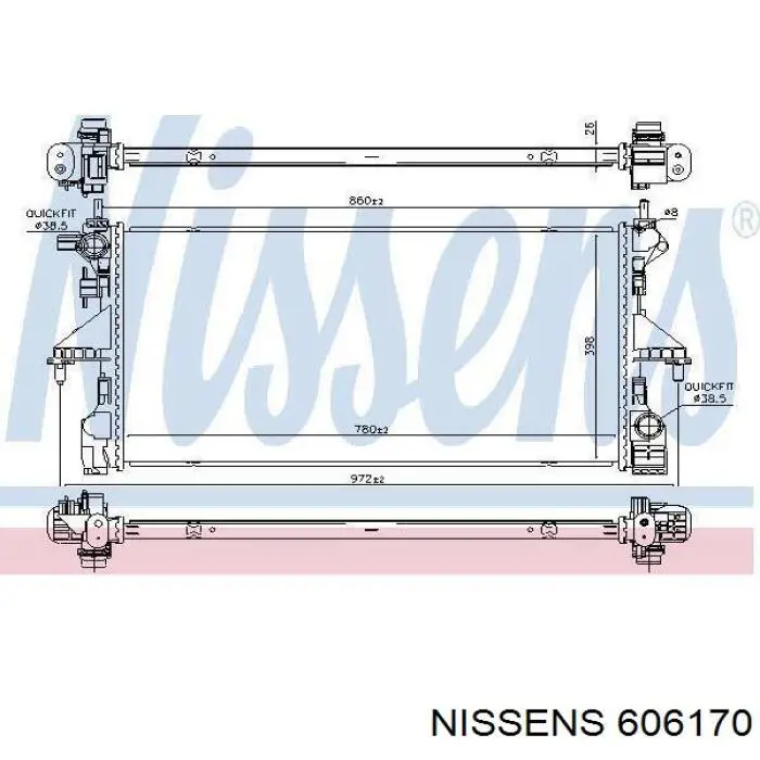 606170 Nissens radiador de esfriamento de motor