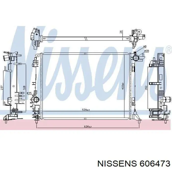 Radiador refrigeración del motor 606473 Nissens