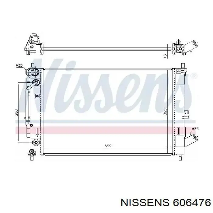 606476 Nissens radiador de esfriamento de motor
