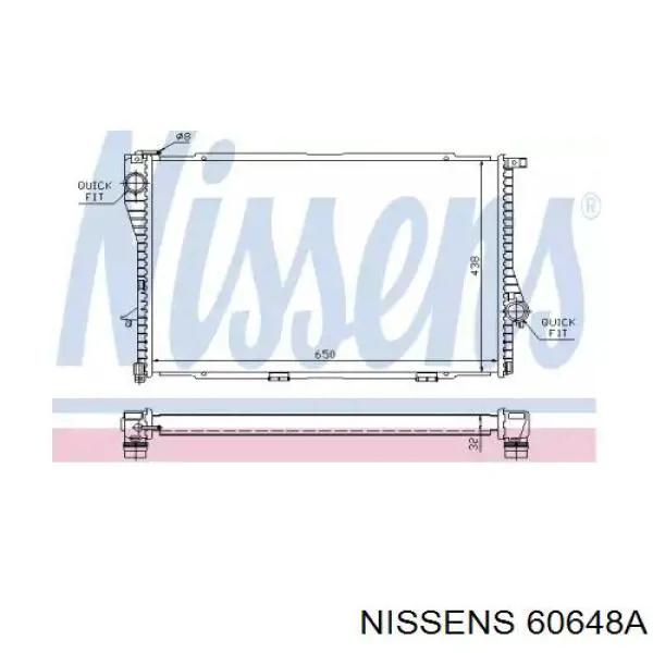 Radiador refrigeración del motor 60648A Nissens