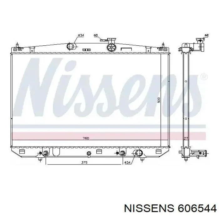 606544 Nissens radiador de esfriamento de motor