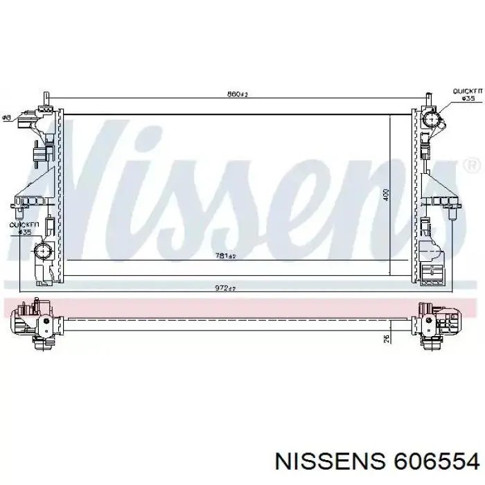 606554 Nissens radiador de esfriamento de motor