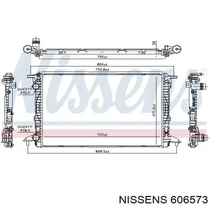 Radiador refrigeración del motor 606573 Nissens