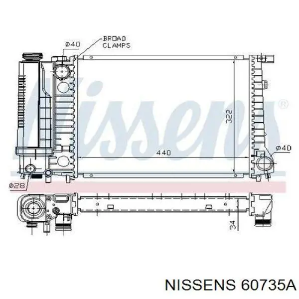 Radiador refrigeración del motor 60735A Nissens