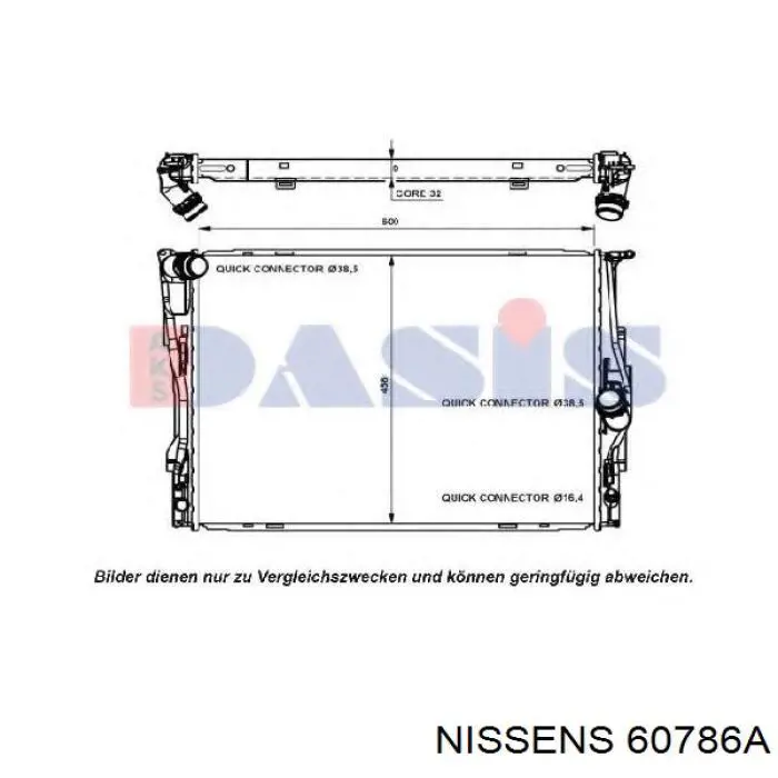 Radiador refrigeración del motor 60786A Nissens