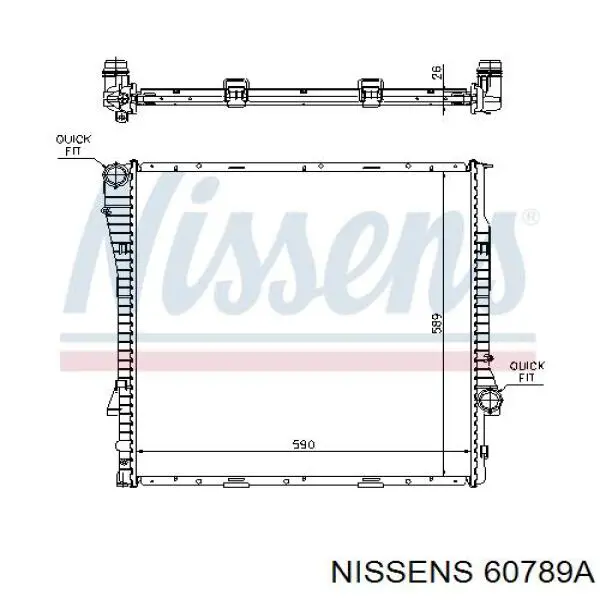 Radiador refrigeración del motor 60789A Nissens