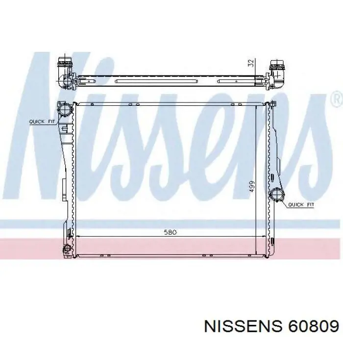 Радиатор охлаждения двигателя Nissens 60809 цена, от 123.21 USD