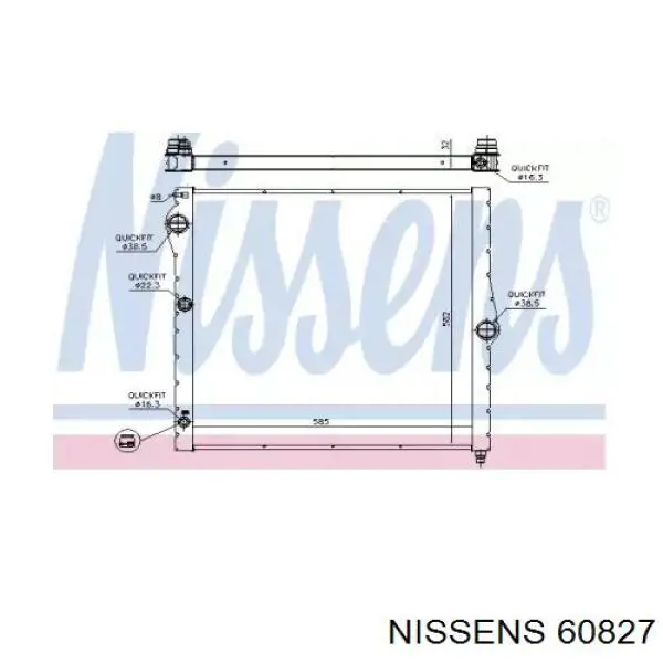 Radiador refrigeración del motor 60827 Nissens