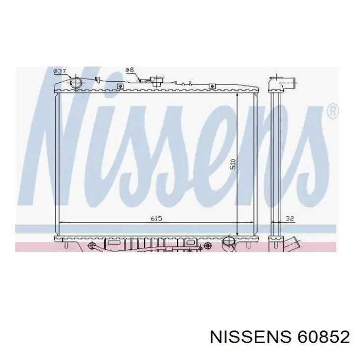 Radiador refrigeración del motor 60852 Nissens