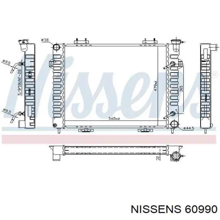 Radiador refrigeración del motor 60990 Nissens