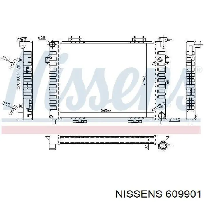 Radiador refrigeración del motor 609901 Nissens