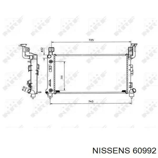 Radiador refrigeración del motor 60992 Nissens