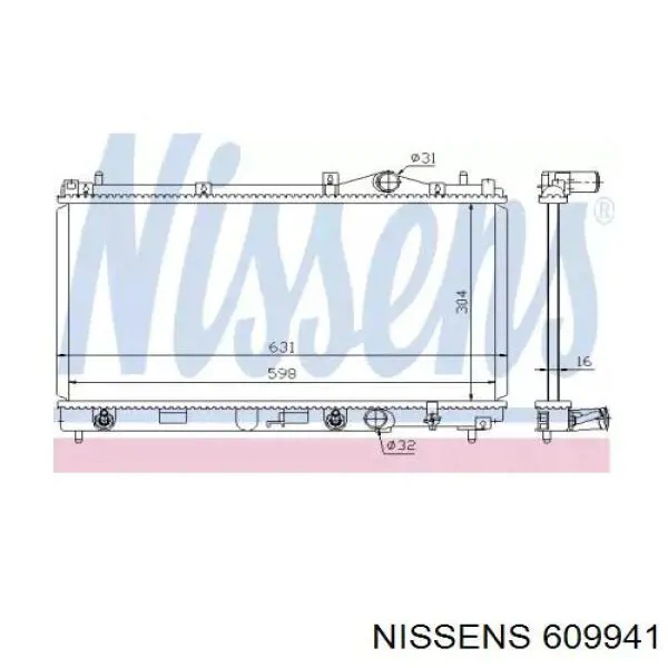 Radiador refrigeración del motor 609941 Nissens