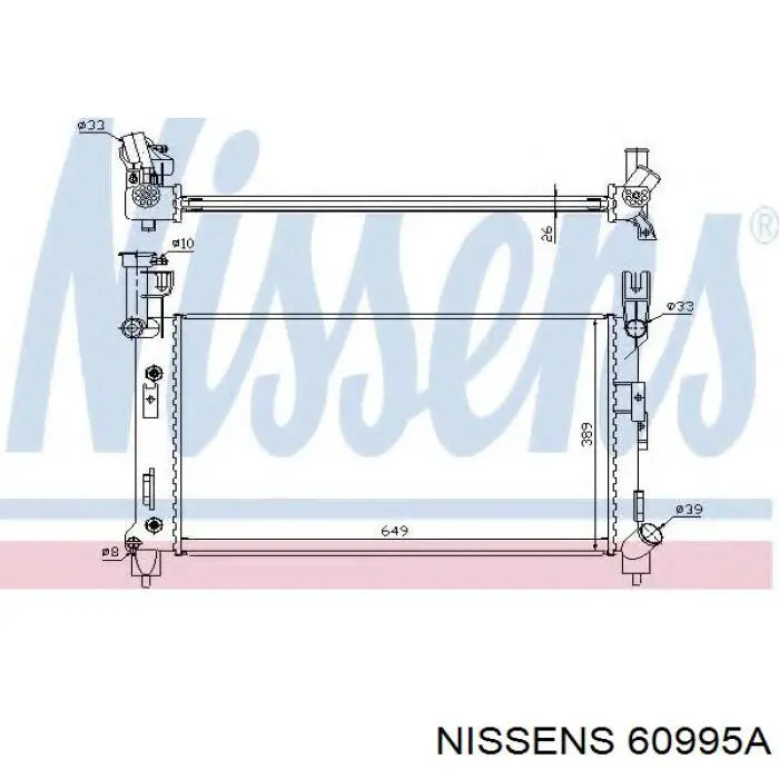 Radiador refrigeración del motor 60995A Nissens