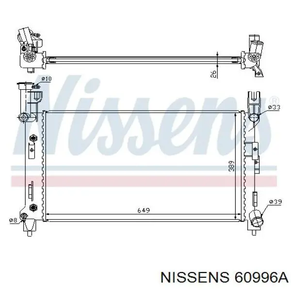 Radiador refrigeración del motor 60996A Nissens