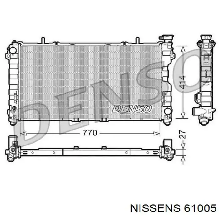 Radiador refrigeración del motor 61005 Nissens