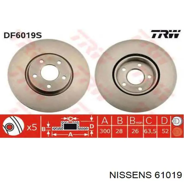 Radiador refrigeración del motor 61019 Nissens