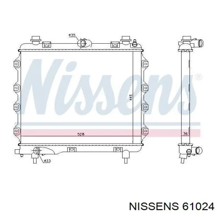 61024 Nissens radiador de esfriamento de motor