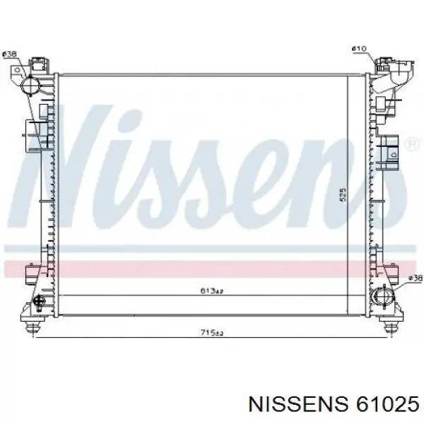 Radiador refrigeración del motor 61025 Nissens