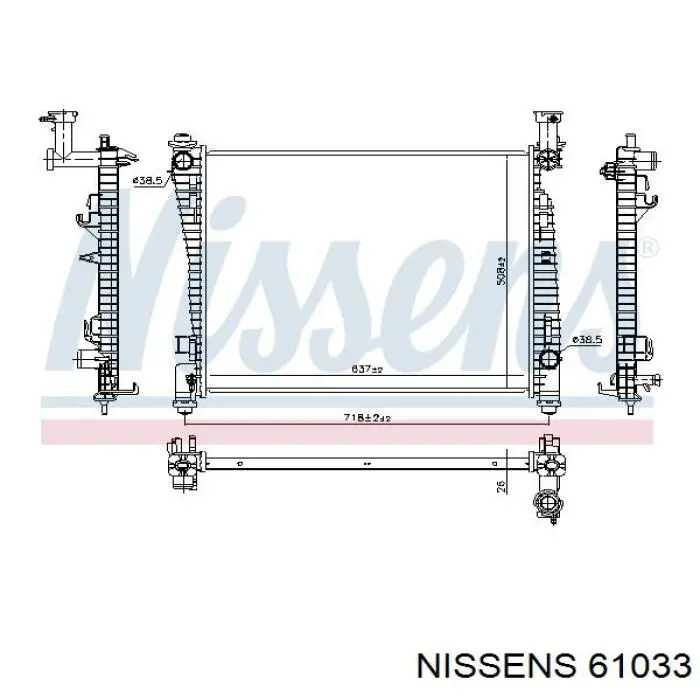 61033 Nissens radiador de esfriamento de motor