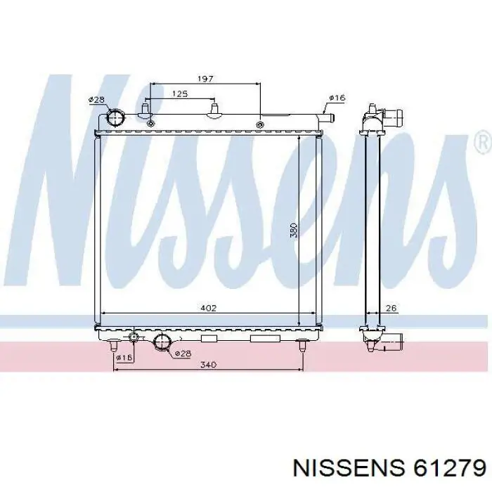 Radiador refrigeración del motor 61279 Nissens