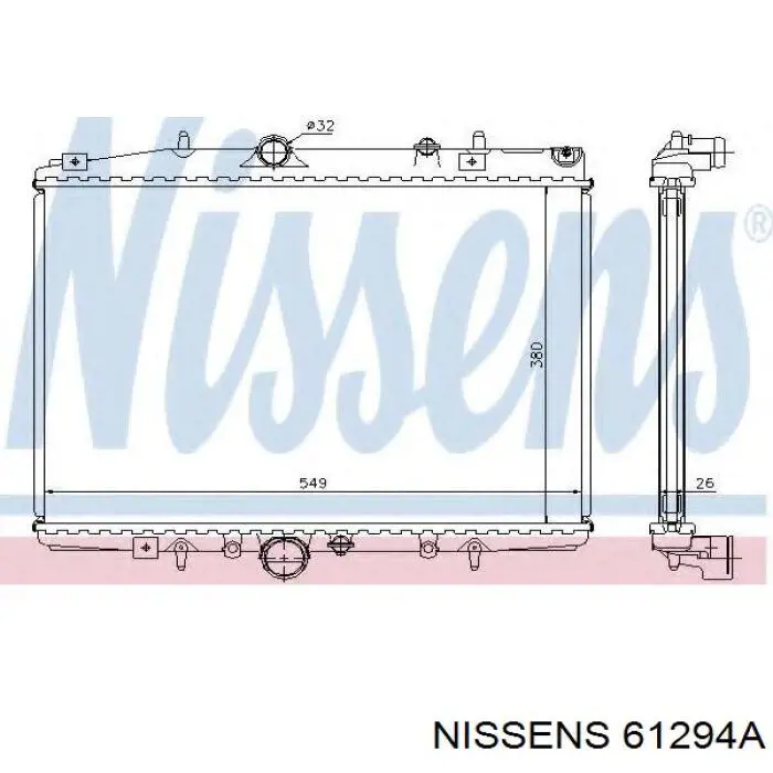 Радиатор охлаждения двигателя Nissens 61294A цена, от 75.40 USD
