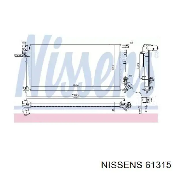 Радиатор охлаждения двигателя Nissens 61315 цена, от 66.54 USD