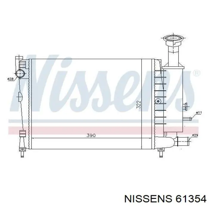 Radiador refrigeración del motor 61354 Nissens