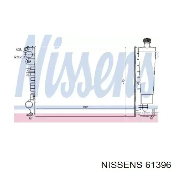 Radiador refrigeración del motor 61396 Nissens