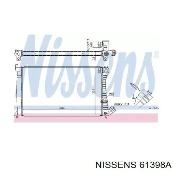 Радіатор охолодження двигуна 61398A Nissens